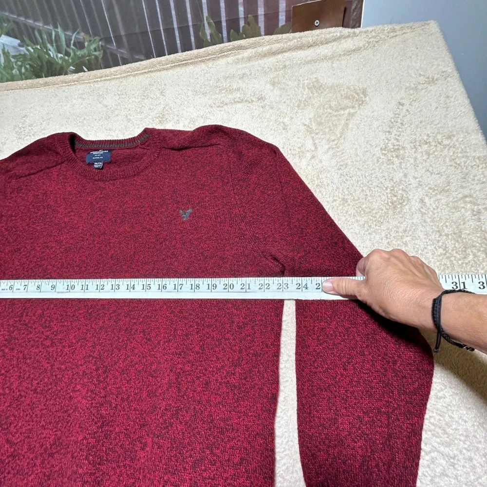 American Eagle Mens XXL Burgundy Marl Cotton Wool Blend Crewneck Sweater